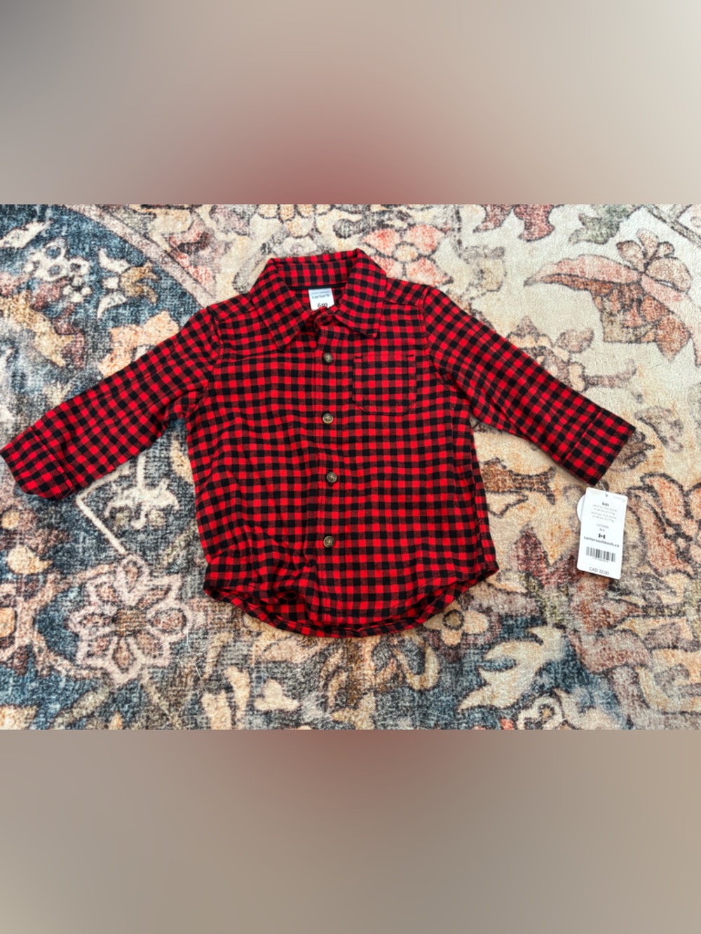 Carter's Red and Black Buffalo Plaid Button-Front Shirt